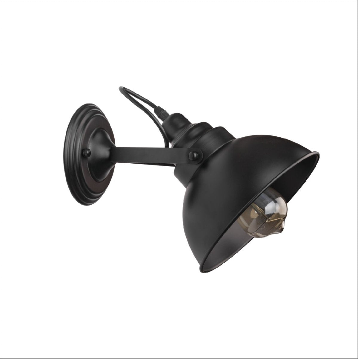 Main image of Black Metal Hinged Dome Wall Light with E27 Fitting