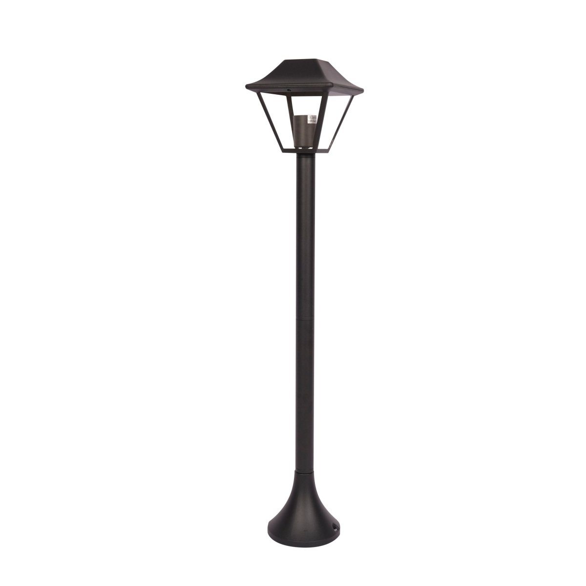 Main image of Bollard Lawn Lamp 1M Pole Matt Black Clear Glass E27