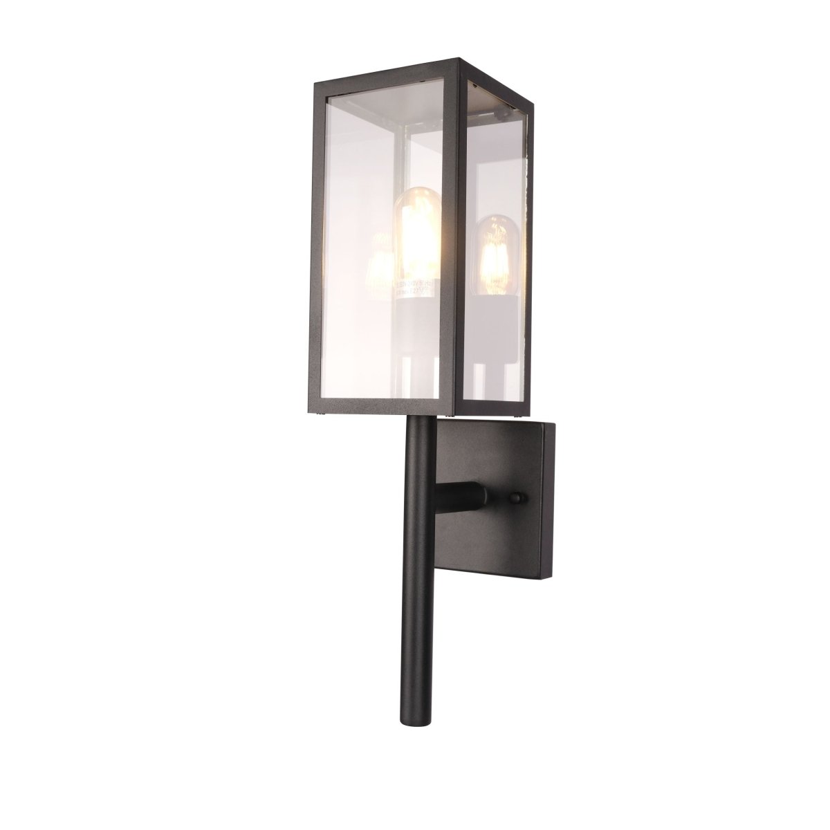 Main image of Cube Scone Wall Lamp Matt Black Clear Glass E27