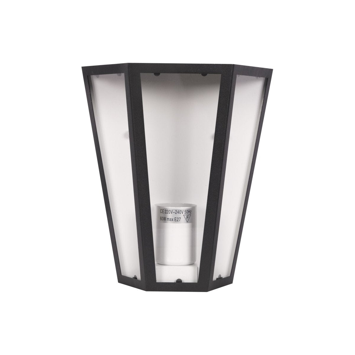 Main image of Modern Lantern Trapezium Cuboid Wall Lamp Upward Base Matt Black&White Clear Glass E27