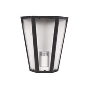 Main image of Modern Lantern Trapezium Cuboid Wall Lamp Upward Base Matt Black&White Clear Glass E27