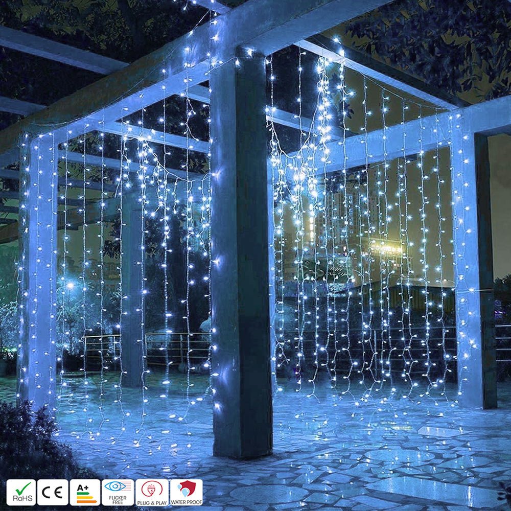 Milkyway 18 Strands 306 LEDs 3mx3m with Power Adaptor Cool White LED Curtain Light in outdoor use