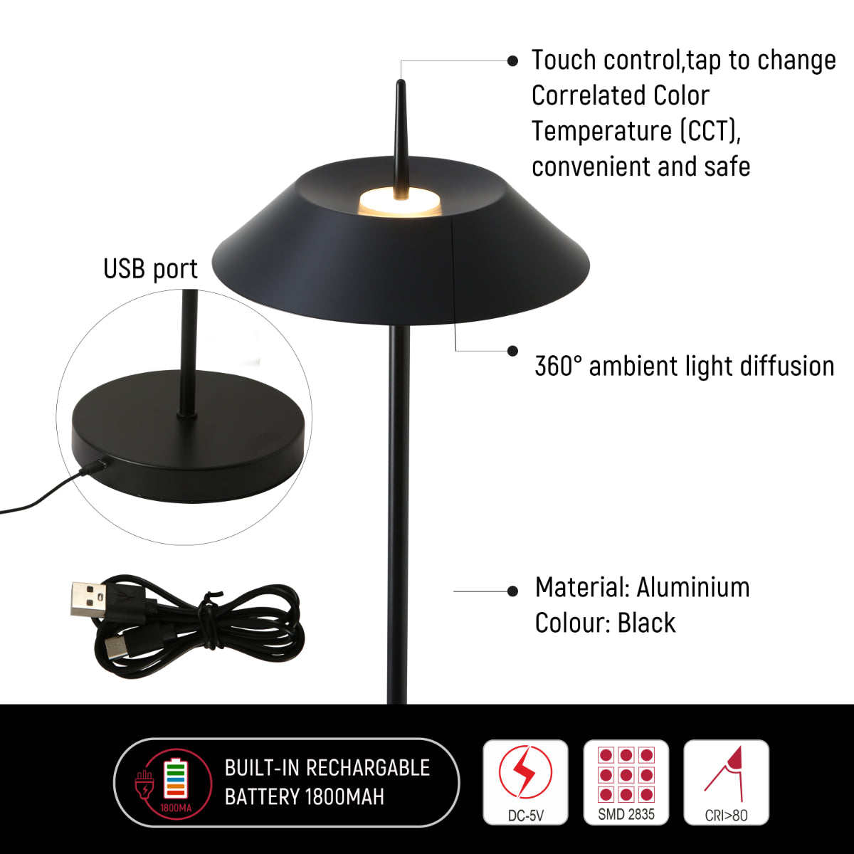 Technical specs of Portable LED Floor Lamp with Dimmable CCT - Sleek Design, 131cm 130-03538