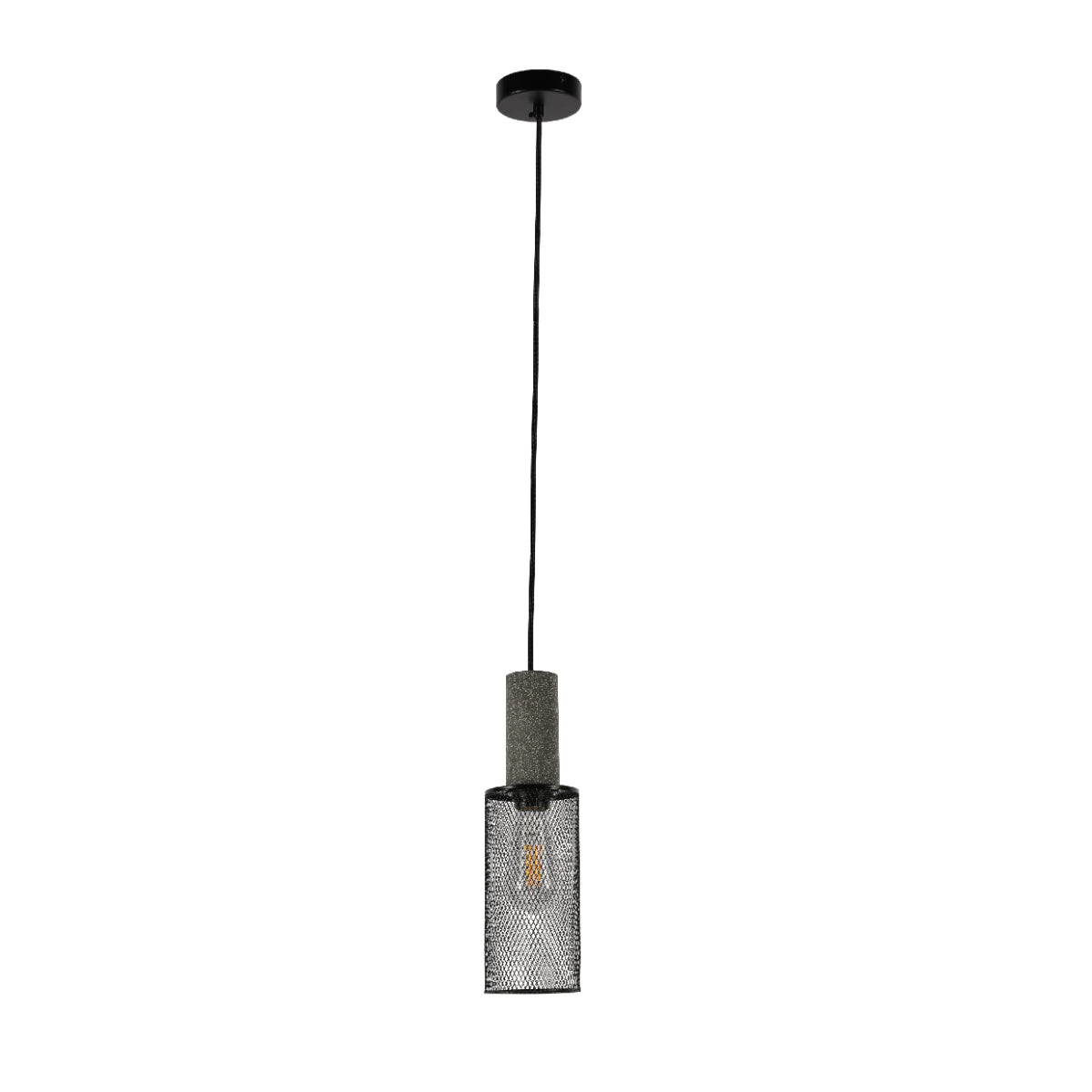 Main image of Quartet of Textured Concrete Pendant Lights with Metal Shades - TEKLED 150-19050