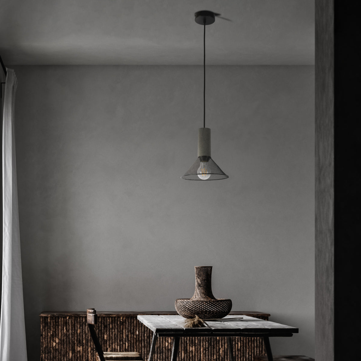 Where to use Quartet of Textured Concrete Pendant Lights with Metal Shades - TEKLED 150-19052