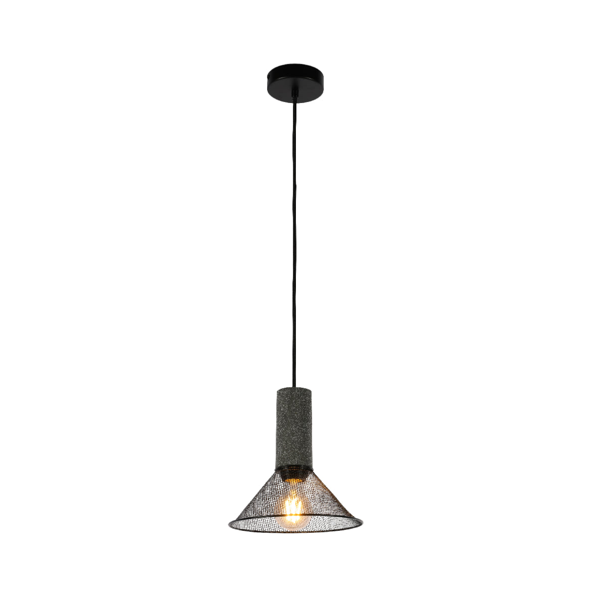 Main image of Quartet of Textured Concrete Pendant Lights with Metal Shades - TEKLED 150-19052