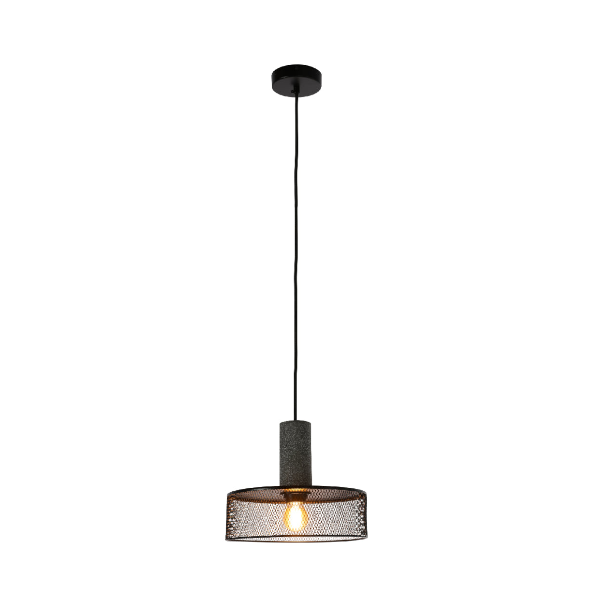 Main image of Quartet of Textured Concrete Pendant Lights with Metal Shades - TEKLED 150-19054