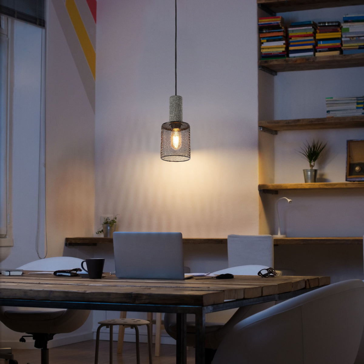 Where to use Quartet of Textured Concrete Pendant Lights with Metal Shades - TEKLED 150-19056