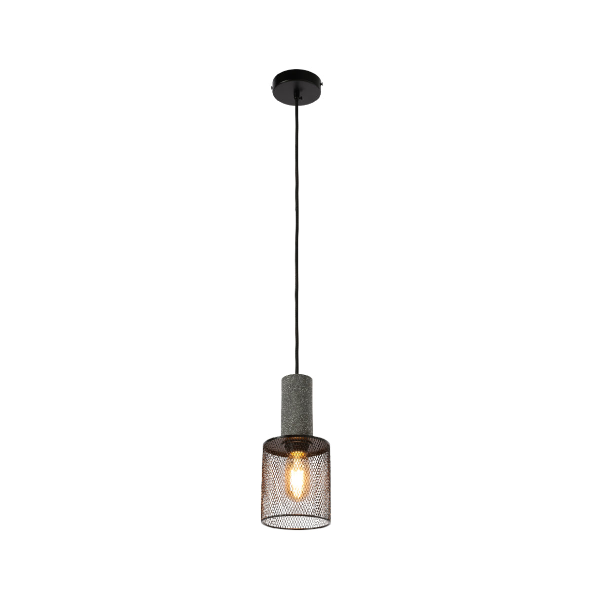 Main image of Quartet of Textured Concrete Pendant Lights with Metal Shades - TEKLED 150-19056