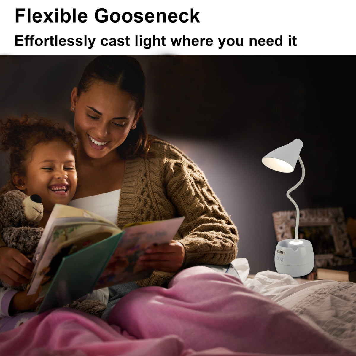 Rechargeable Gooseneck Desk Lamp with Cone Head and Pencil Holder 130-03761 in play