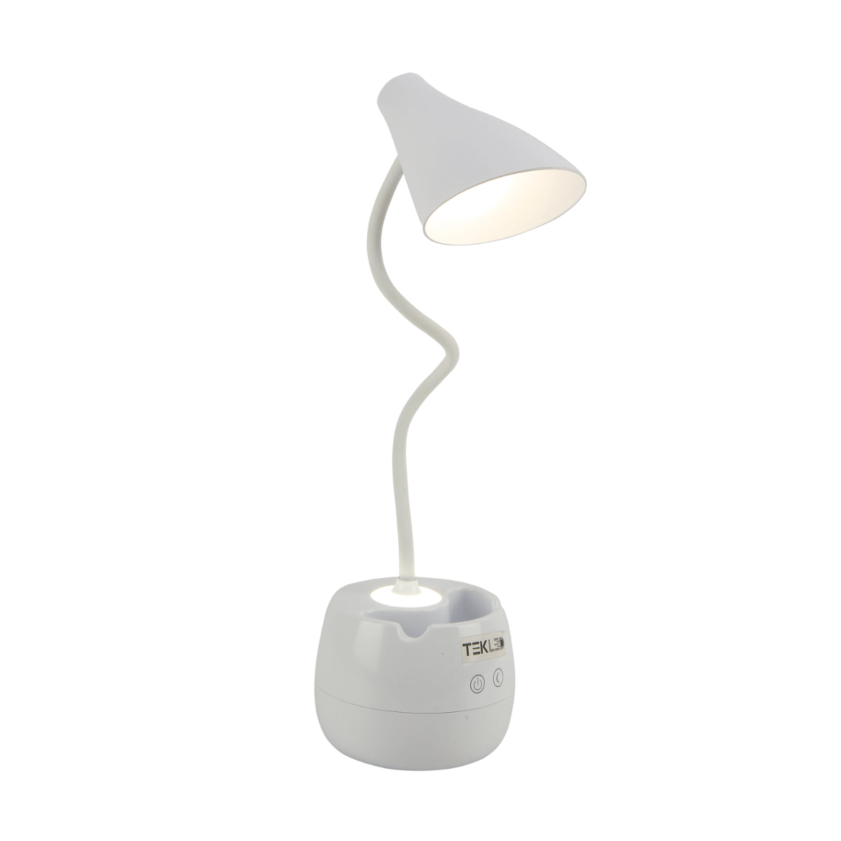 Main image of Rechargeable Gooseneck Desk Lamp with Cone Head and Pencil Holder 130-03761