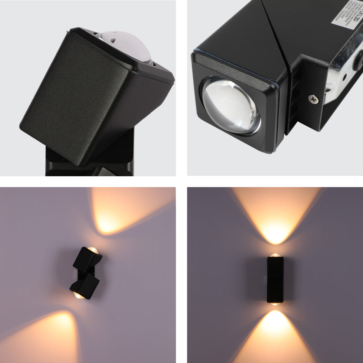 Close shots of Rotatable Cubes Outdoor LED Wall Light Black 3000K Narrow Beam 182-03420