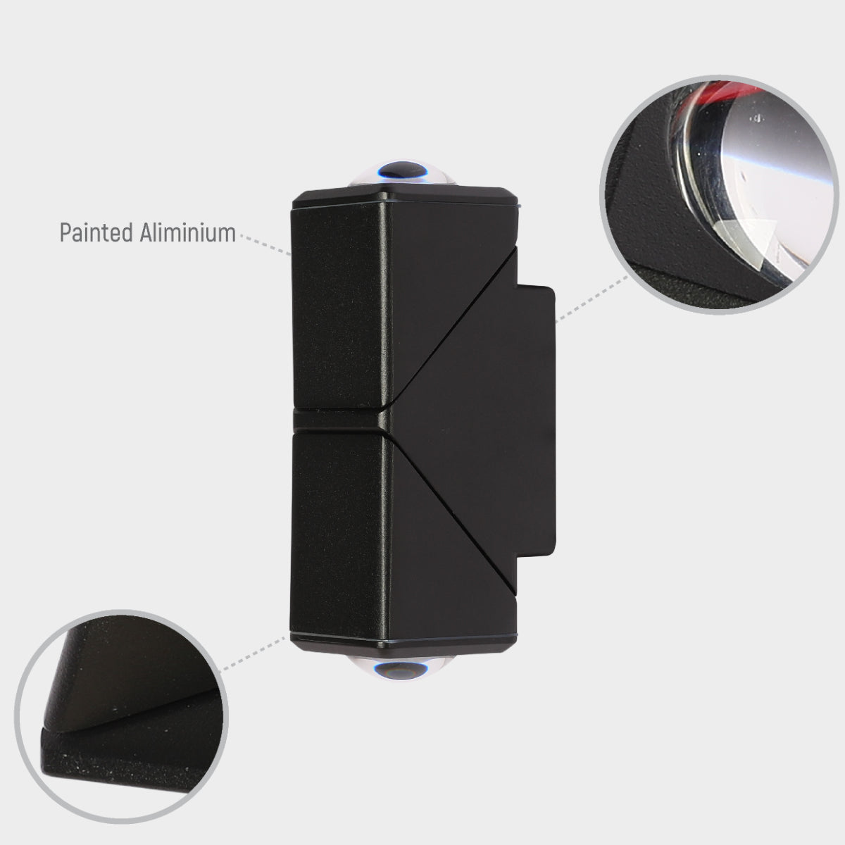 Lighting properties of Rotatable Cubes Outdoor LED Wall Light Black 3000K Narrow Beam 182-03420