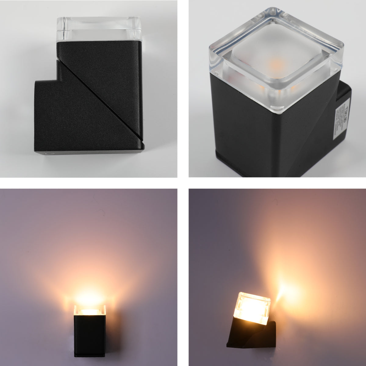 Close shots of Rotatable Cubes Outdoor LED Wall Light Black 3000K Wide Beam 182-034210