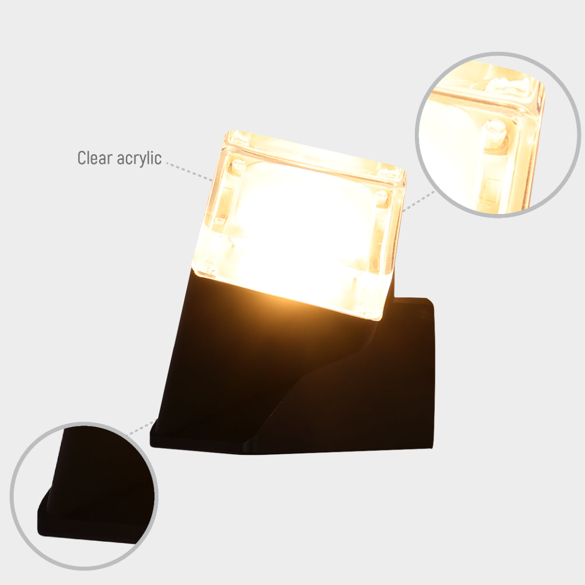 Lighting properties of Rotatable Cubes Outdoor LED Wall Light Black 3000K Wide Beam 182-034210
