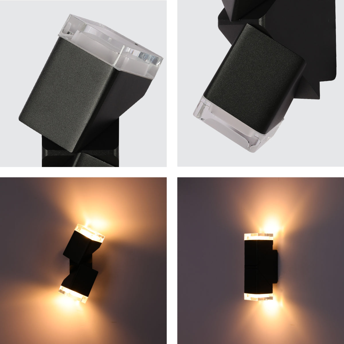 Close shots of Rotatable Cubes Outdoor LED Wall Light Black 3000K Wide Beam 182-034220