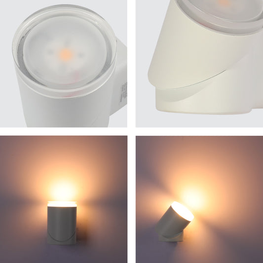 Close shots of Rotatable Cylinders  Outdoor LED Wall Light White 3000K Wide Beam 182-03417