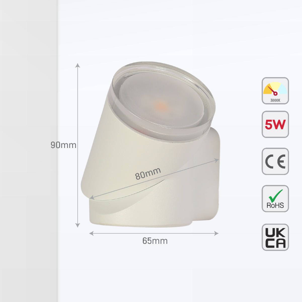 Size and certifications of Rotatable Cylinders  Outdoor LED Wall Light White 3000K Wide Beam 182-03417