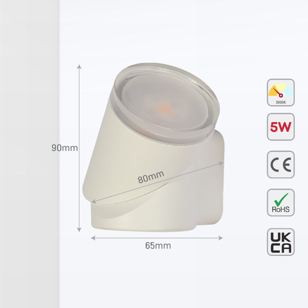 Size and certifications of Rotatable Cylinders  Outdoor LED Wall Light White 3000K Wide Beam 182-03417
