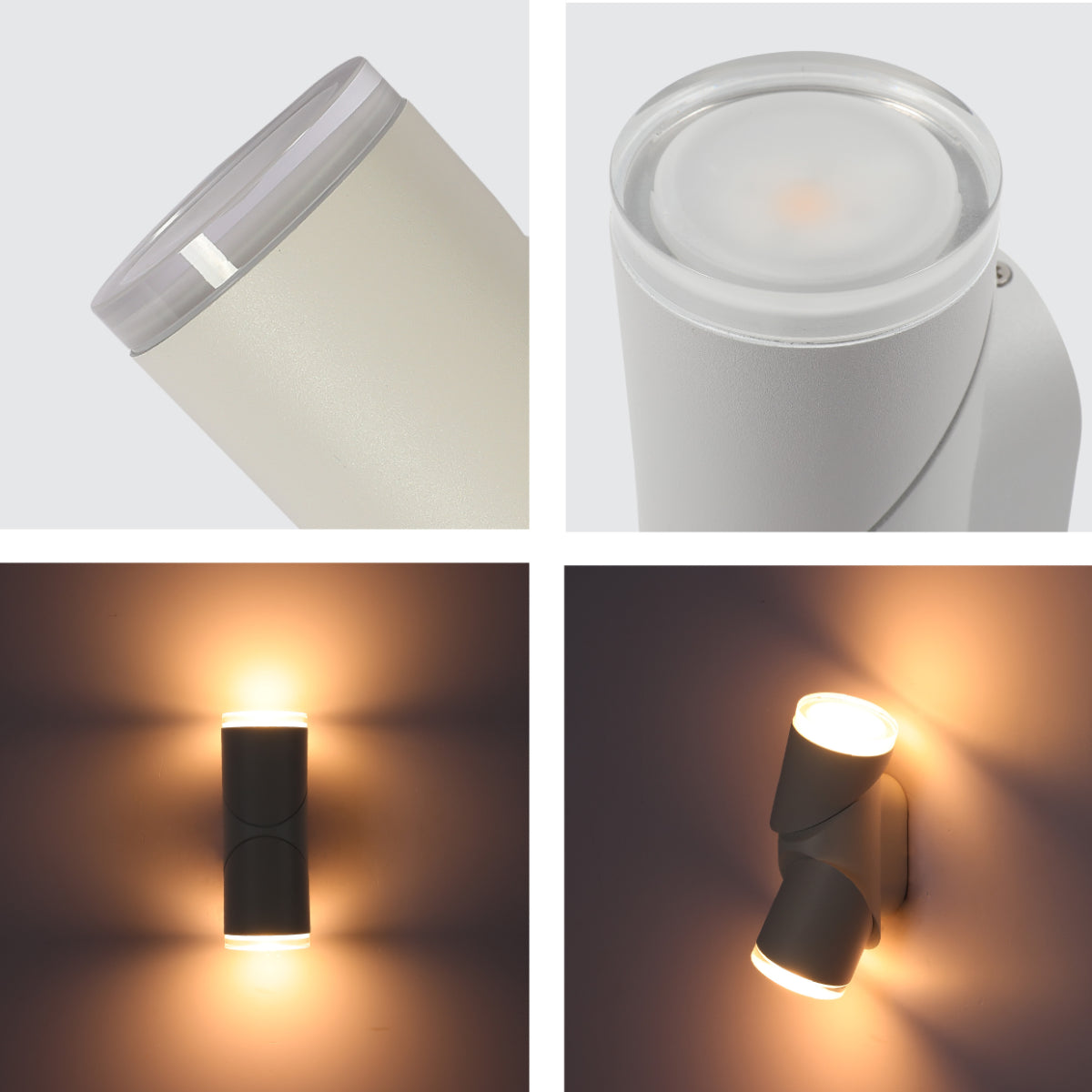 Close shots of Rotatable Cylinders  Outdoor LED Wall Light White 3000K Wide Beam 182-03418