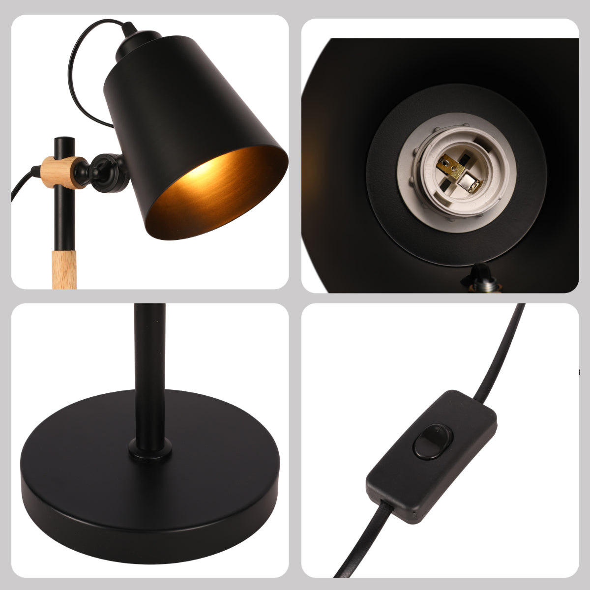 Lighting properties of Scandi Sleek E27 Desk Lamp 130-03702