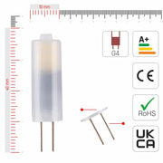 Size and certifications of LED Capsule Bulb G4 Snap Fix 1.5W 140lm 6000K Cool Daylight Pack of 10 | TEKLED 526-0109092
