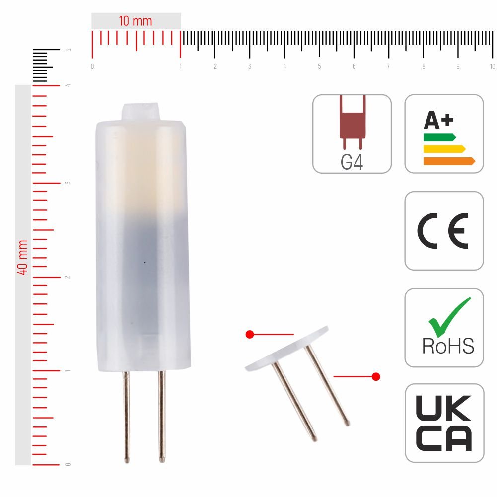 Size and certifications of LED Capsule Bulb G4 Snap Fix 1.5W 140lm 6000K Cool Daylight Pack of 10 | TEKLED 526-0109092