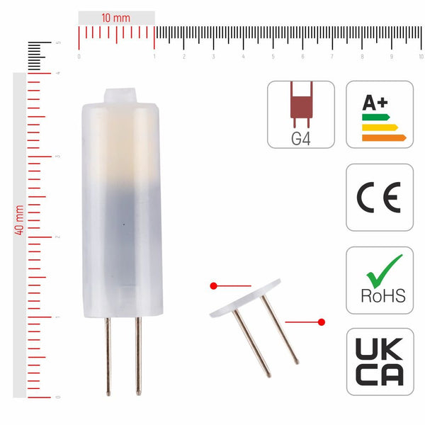 Size and certifications of LED Capsule Bulb G4 Snap Fix 1.5W 140lm 6000K Cool Daylight Pack of 10 | TEKLED 526-0109092