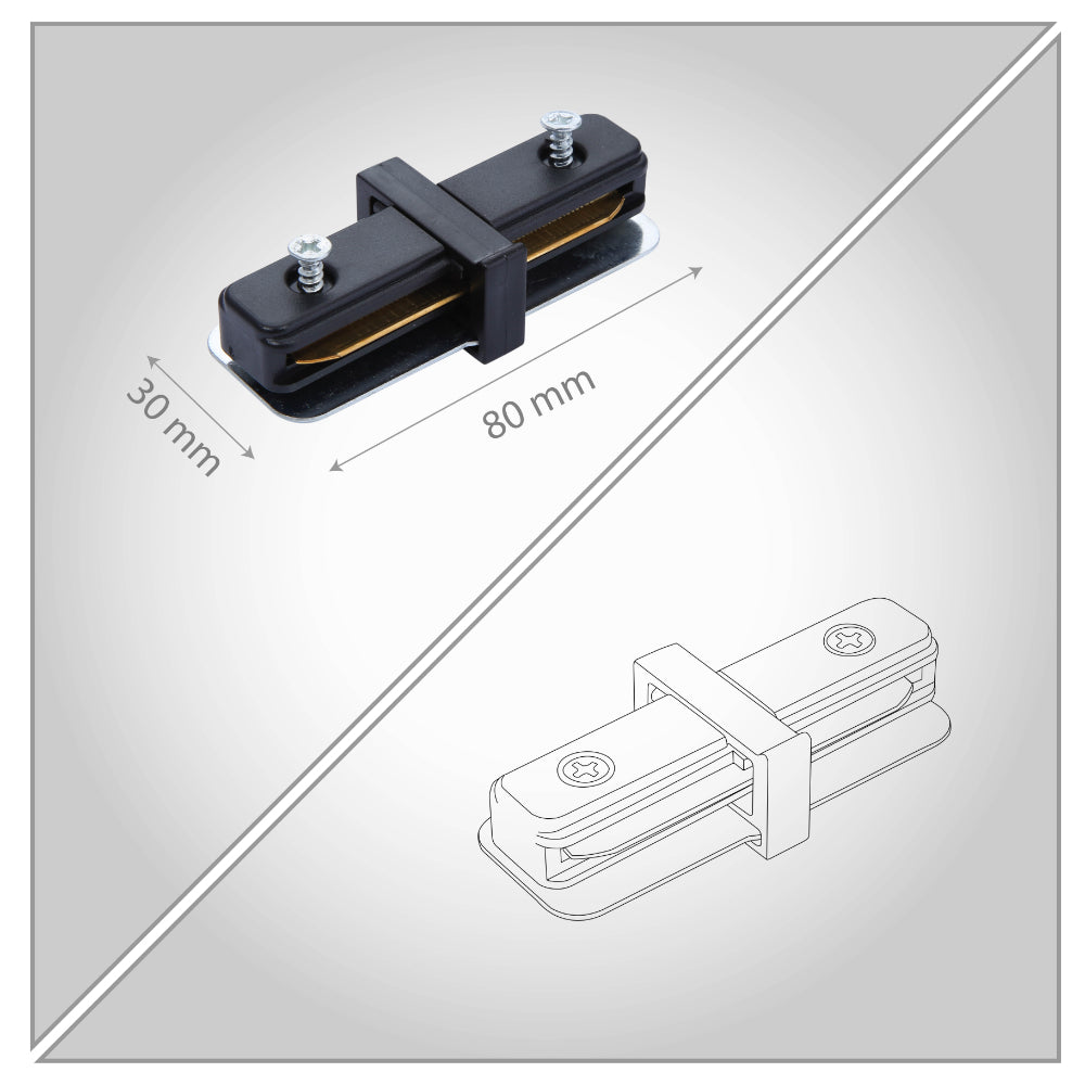 Size for I straight L T X Connector for Track for 2 Conductor Tracklight adaptors Black or White | TEKLED 175-15232