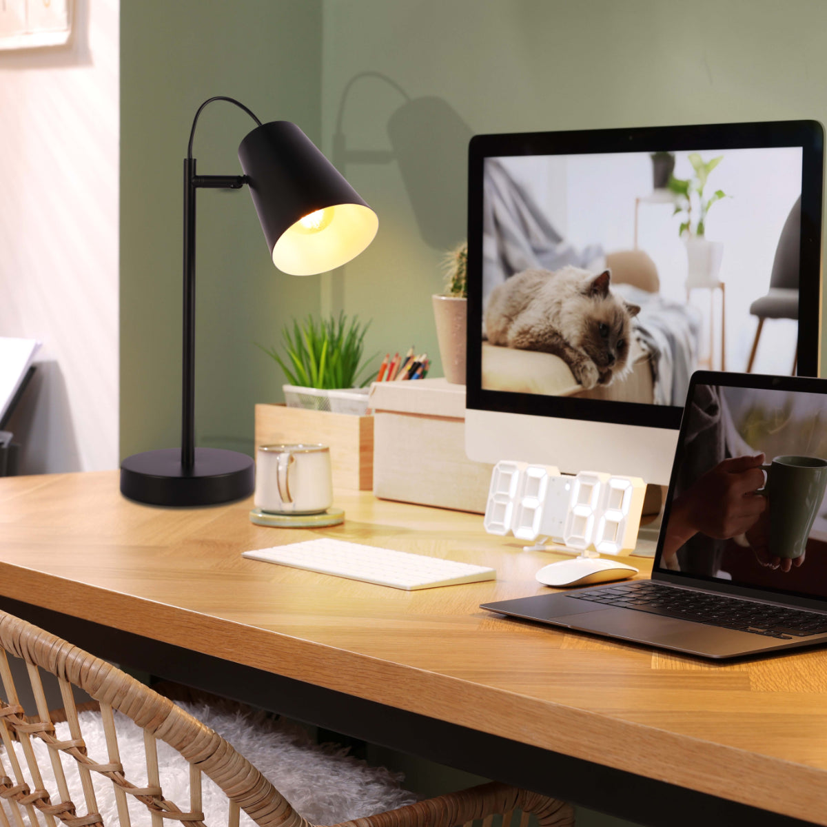 Usage of Sleek Cut Cone Desk Lamp in Vibrant Colors - Modern Elegance 130-03664