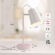 Size and certifications of Sleek Cut Cone Desk Lamp in Vibrant Colors - Modern Elegance 130-03666