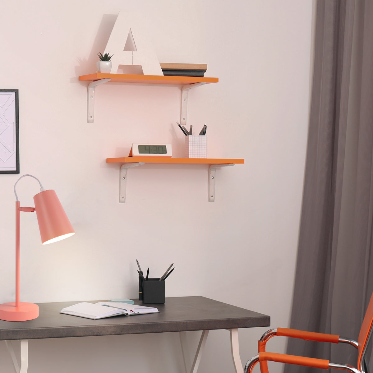 Where to use Sleek Cut Cone Desk Lamp in Vibrant Colors - Modern Elegance 130-03668