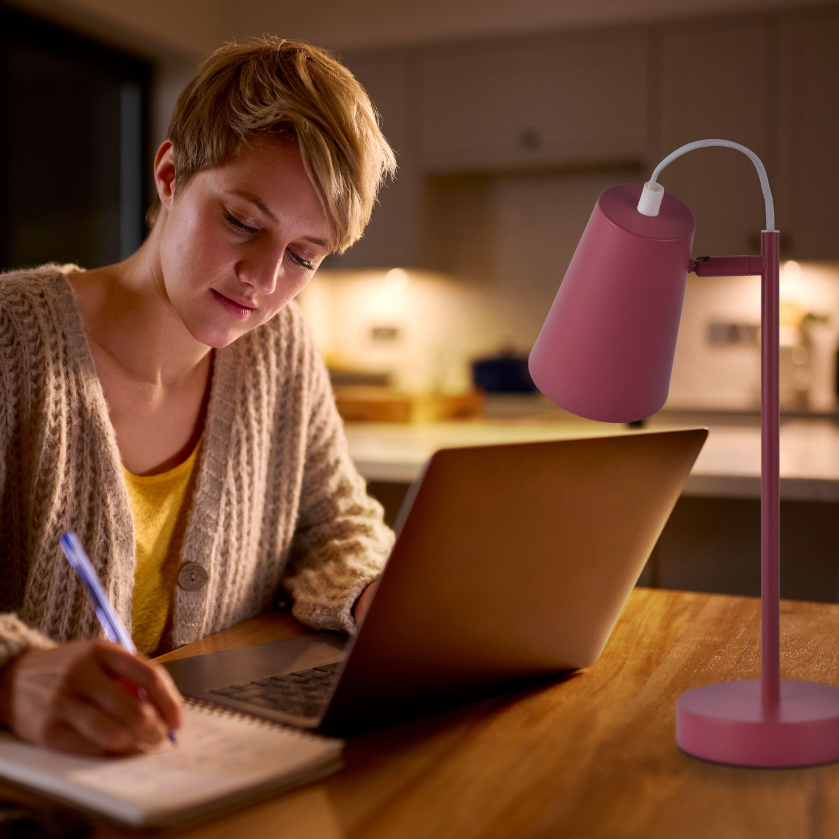 Sleek Cut Cone Desk Lamp in Vibrant Colors - Modern Elegance 130-03672 in play