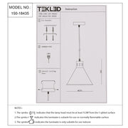 Technical specs of  Sleek Industrial Cone Pendant Light 150-18435