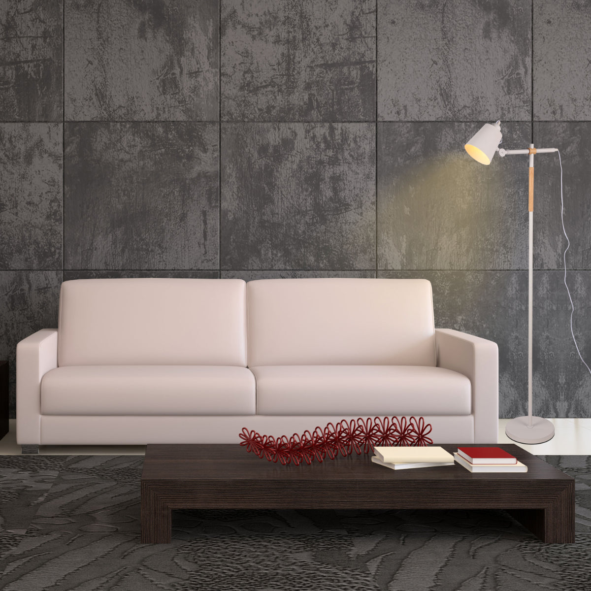 Usage of Sleek Nordic Floor Lamp with Oak Wood Detail - E27, Black/White 130-03550