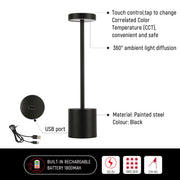 Close shots of Sleek Portable LED Column Lamp with CCT Control 130-03740