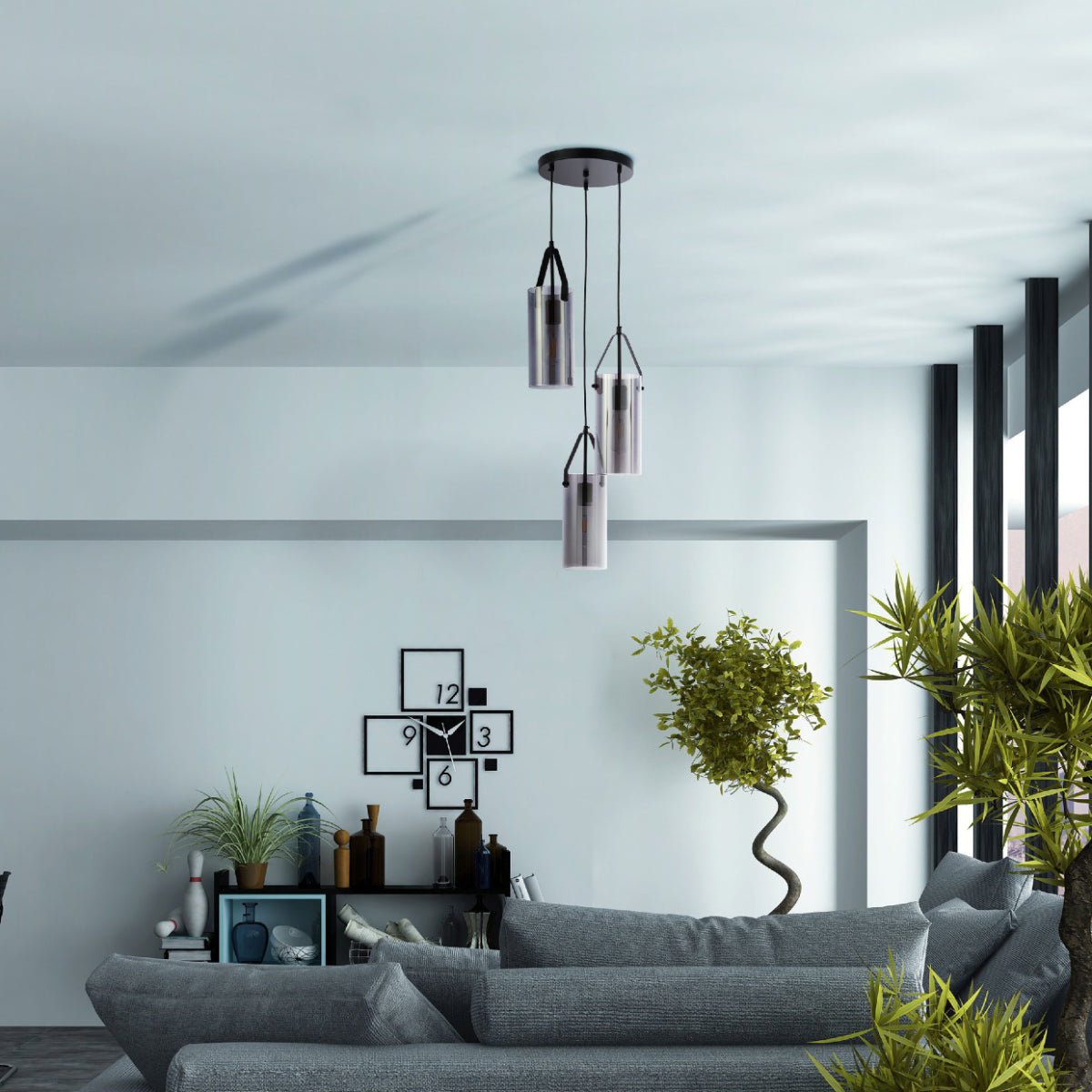 Where to use Smoky Glass Chandelier - Linear & Round Variants, Adjustable Drop 150-19044