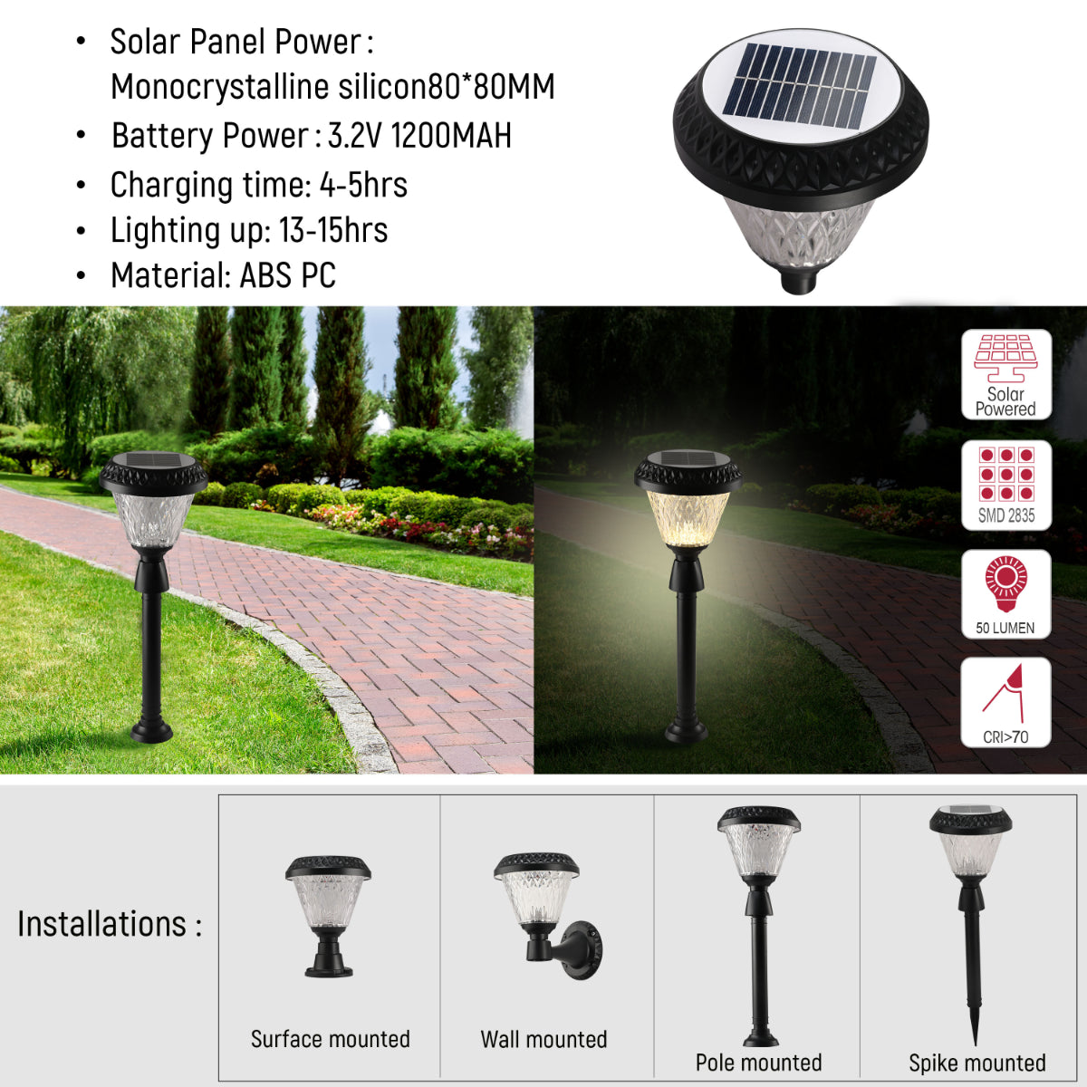 Outdoor solar pier online mount lights