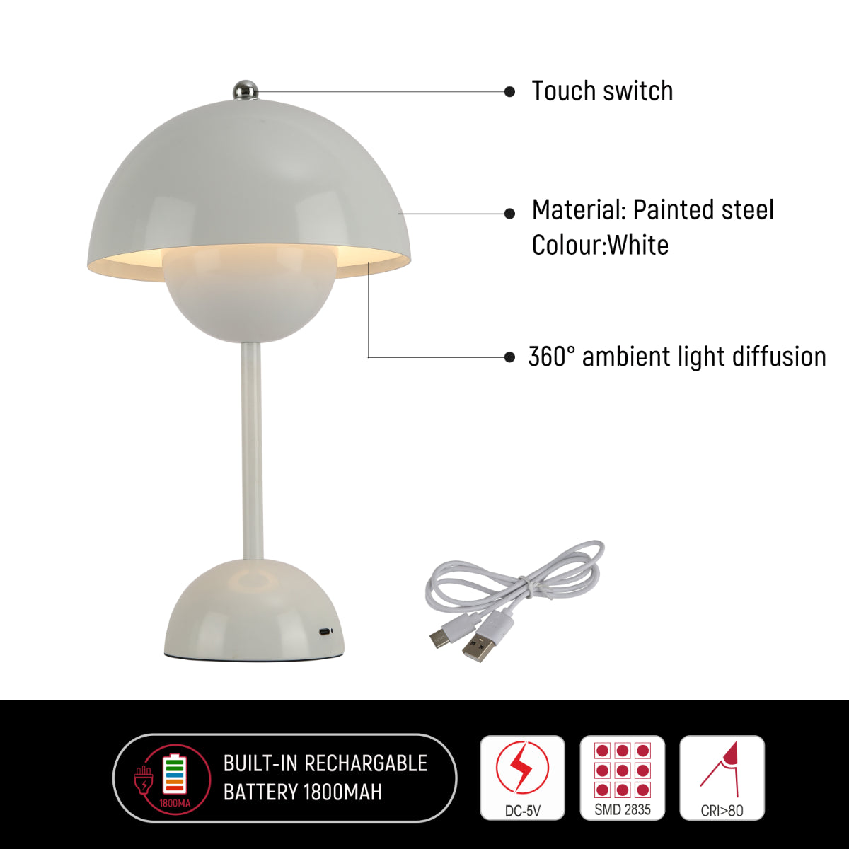 Technical specs of Spherical Harmony LED Table Lamp – Dual-Color Elegance 130-03734