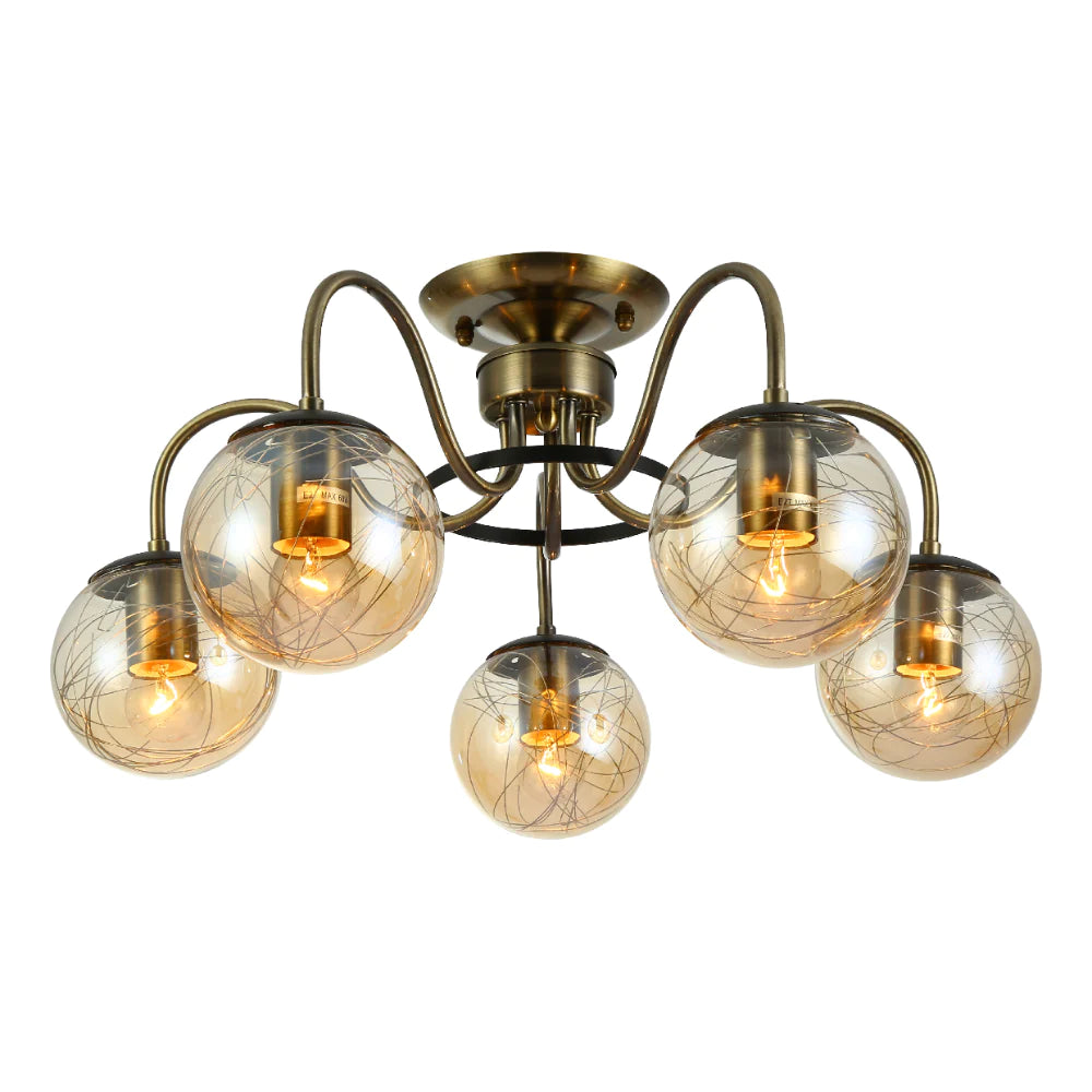 Main image of Swan Neck Antique Brass & Amber Globe Light | TEKLED 159-17995