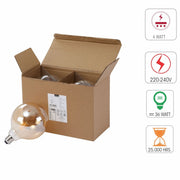 Technical specs of LED Filament Bulb G125 Globe E27 Edison Screw 4W 410lm Warm White 2400K Amber Pack of 2 | TEKLED 583-150462