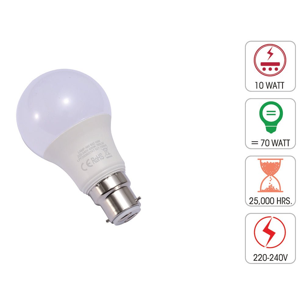 Technical specification of  leo led gls bulb a60 b22 bayonet cap 10w 4000k cool white pack of 6/10 2700k warm white