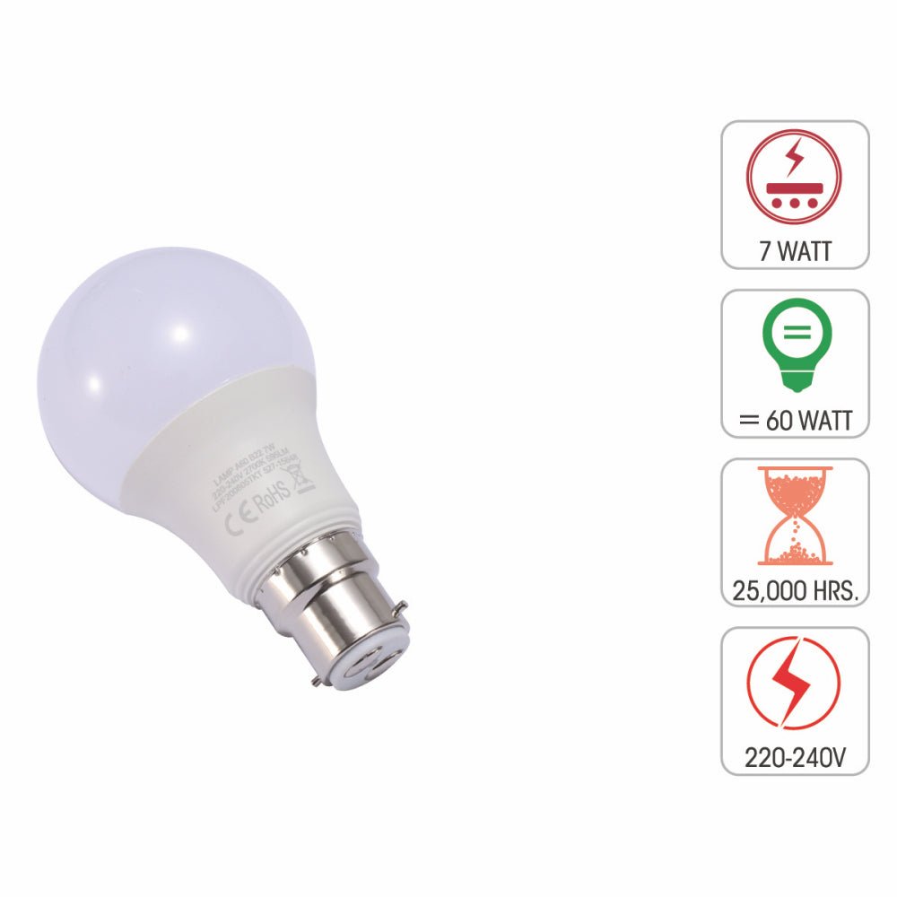 Technical specification of  leo led gls bulb a60 b22 bayonet cap 7w 2700k warm white pack of 6/10 4000k cool white