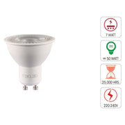 Technical specification of  lepus led spot bulb mr16 dimmable gu10 7w 3000k warm white pack of 6