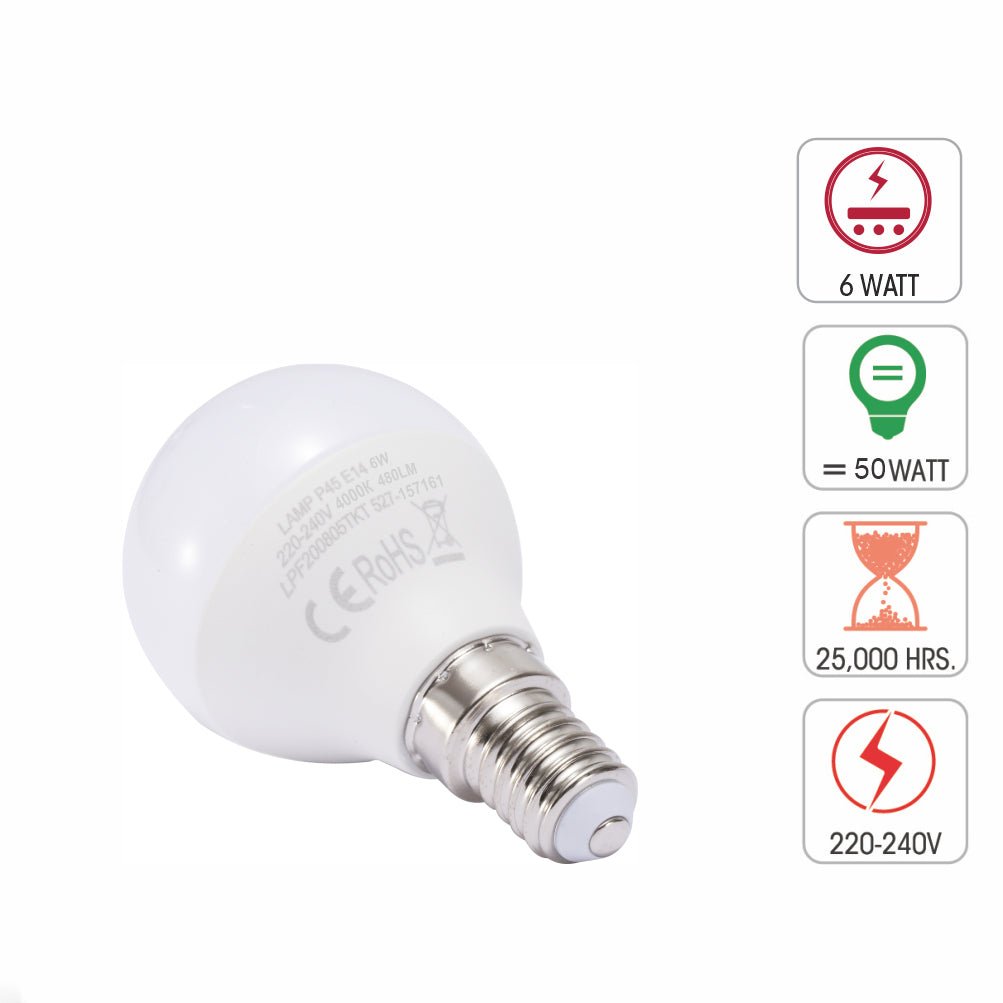Technical specifications of Canes LED Golf Ball Bulb P45 Dimmable E14 Small Edison Screw 6W Cool White 4000K Pack of 6