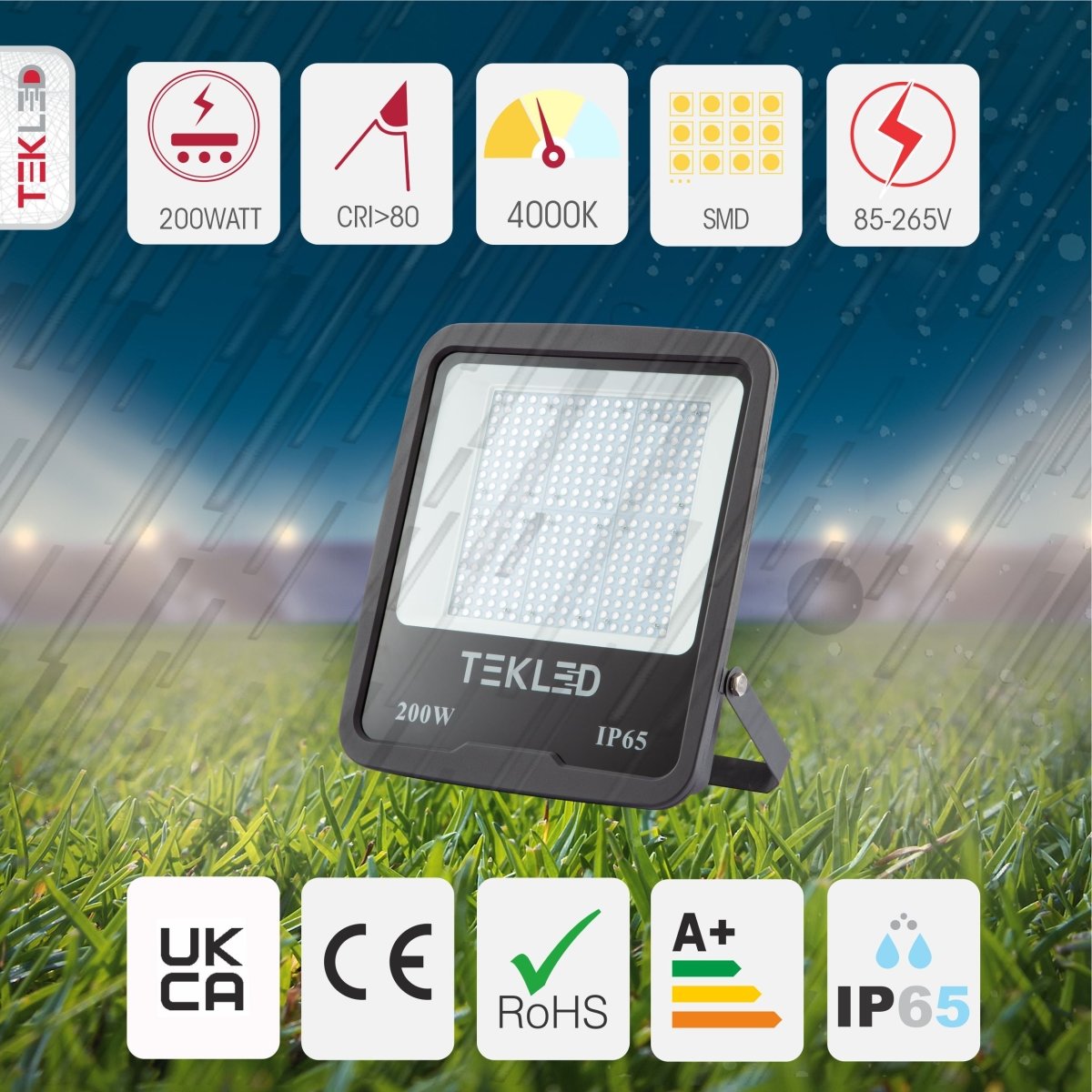 Technical specs for LED Floodlight SMD 3030 Uk 200W Cool White 4000K IP65