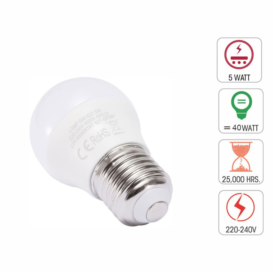 Ursa Led Golf Ball Bulb G45 Dimmable E27 Edison Screw 5w Warm White 2700k Cool White 4000k Pack 7164