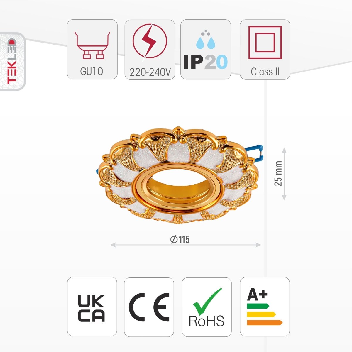 Technical specs and measurements for Vintage Spot Light Fixture GU10 Daisy