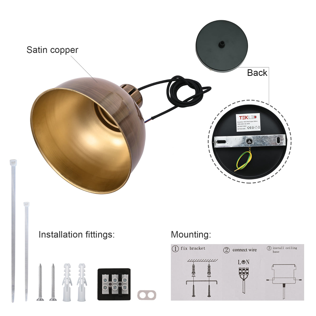 Lighting properties of Timeless Classic Dome Pendant Light 150-18442