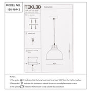 Technical specs of Timeless Classic Dome Pendant Light 150-18443